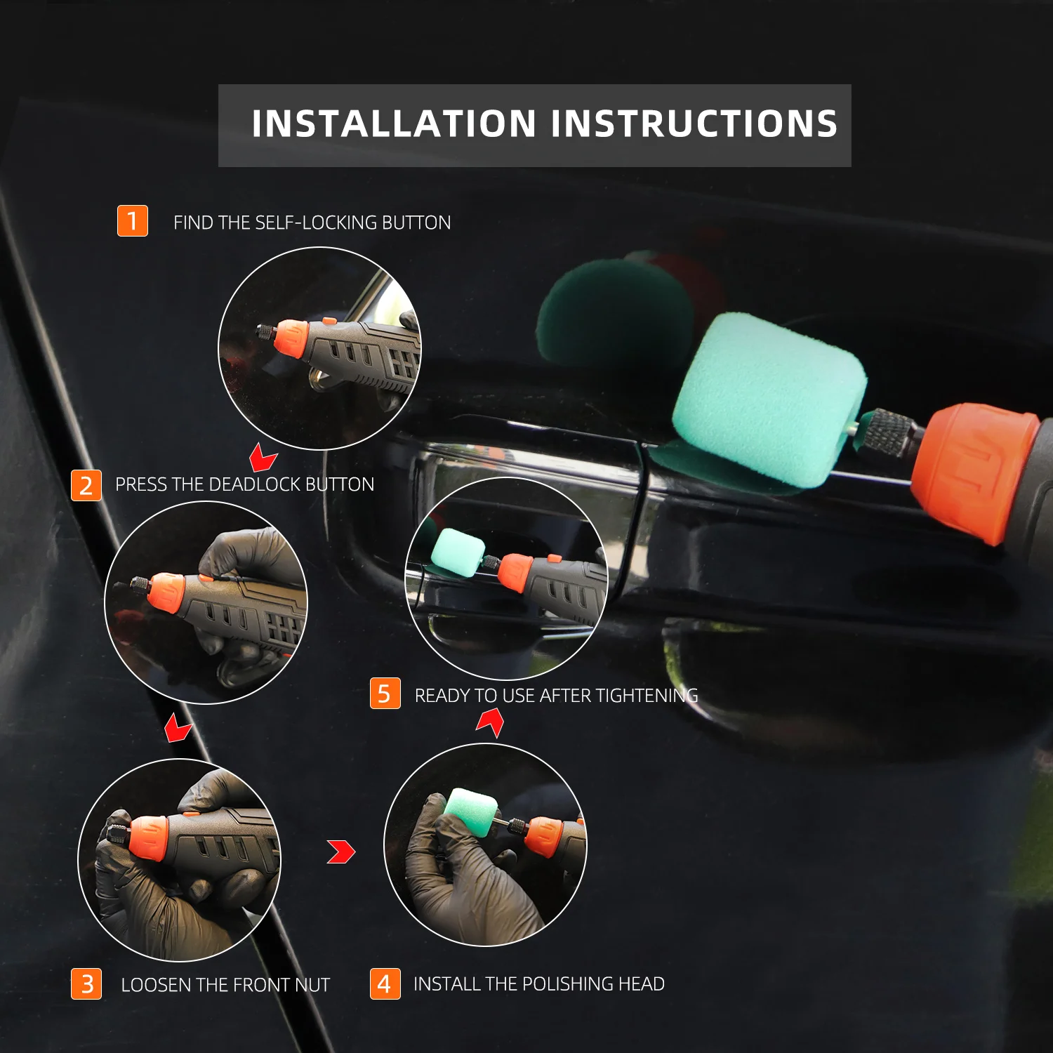 12V Cordless Rotary Mini Car Polisher 5,000-25,000 RPM Smaller Polisher Polishing Foam Pad Set car polisher