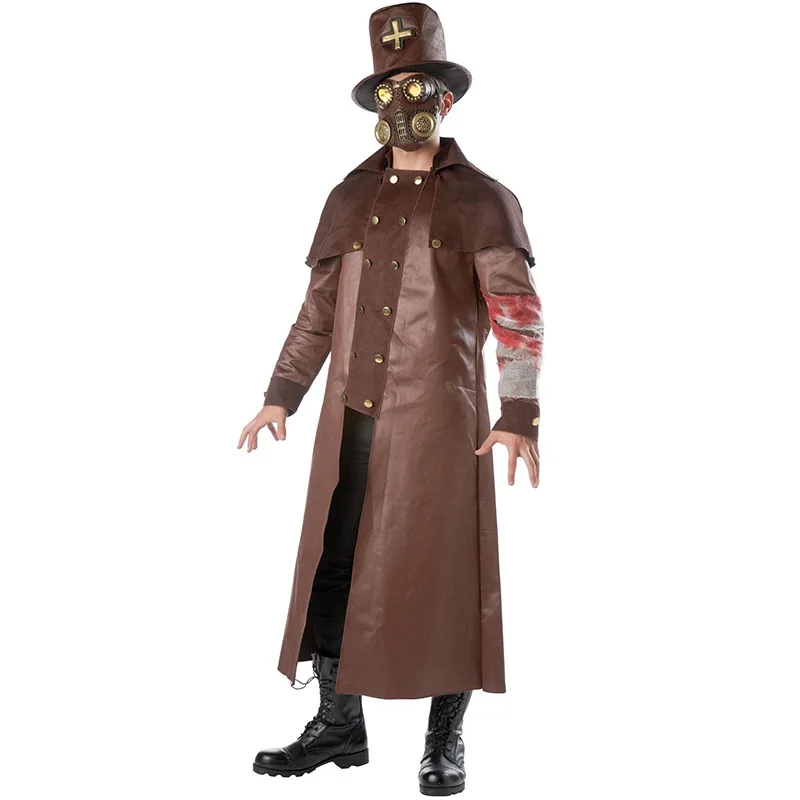 

Adult Men Women Reverend Father Undead Reaper Steampunk Plague Doctor Gown Mask Hat Halloween Cosplay Costumes Role Play Outfit