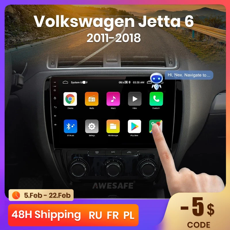 

AWESFAE 2 din Android Auto Radio For VW Volkswagen Jetta 6 2011-2018 2014 Carplay 4G Car Multimedia GPS 2din autoradio
