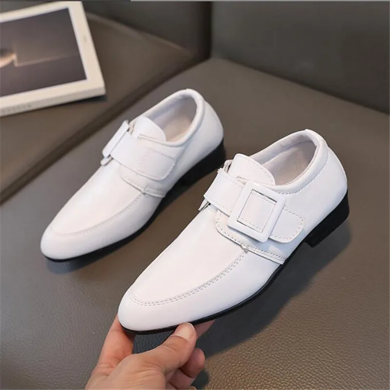 Boy Performance Shoe Pointed Toe Children Leather Casual Shoe Black Boy Girl Kids Wedding