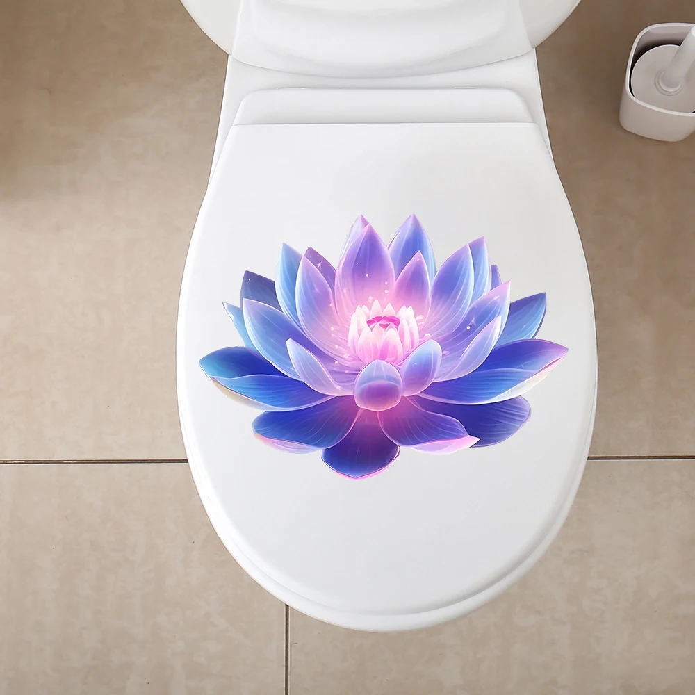 Luminous Lotus Waterproof Toilet Sticker - Creative Self-adhesive Bathroom Wall Decal