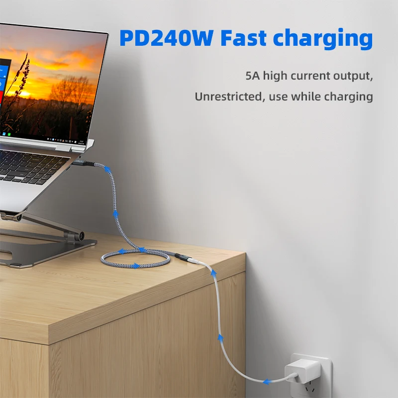 USB 유형 C 연장 케이블 3.2 USB-C-유형-C 암 연장기 PD240W Thunderbolt 3 MacBook Nintendo Switch용 충전 데이터 코드