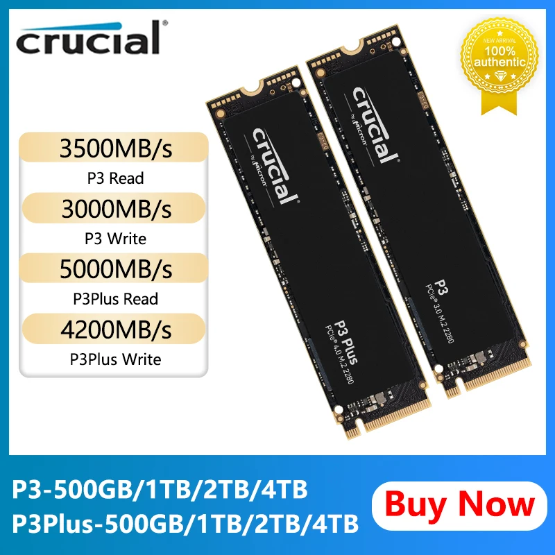 Crucial P3 / P3 Plus 500GB 1TB 2TB 4TB M.2 PCI-Express NVMe 3D