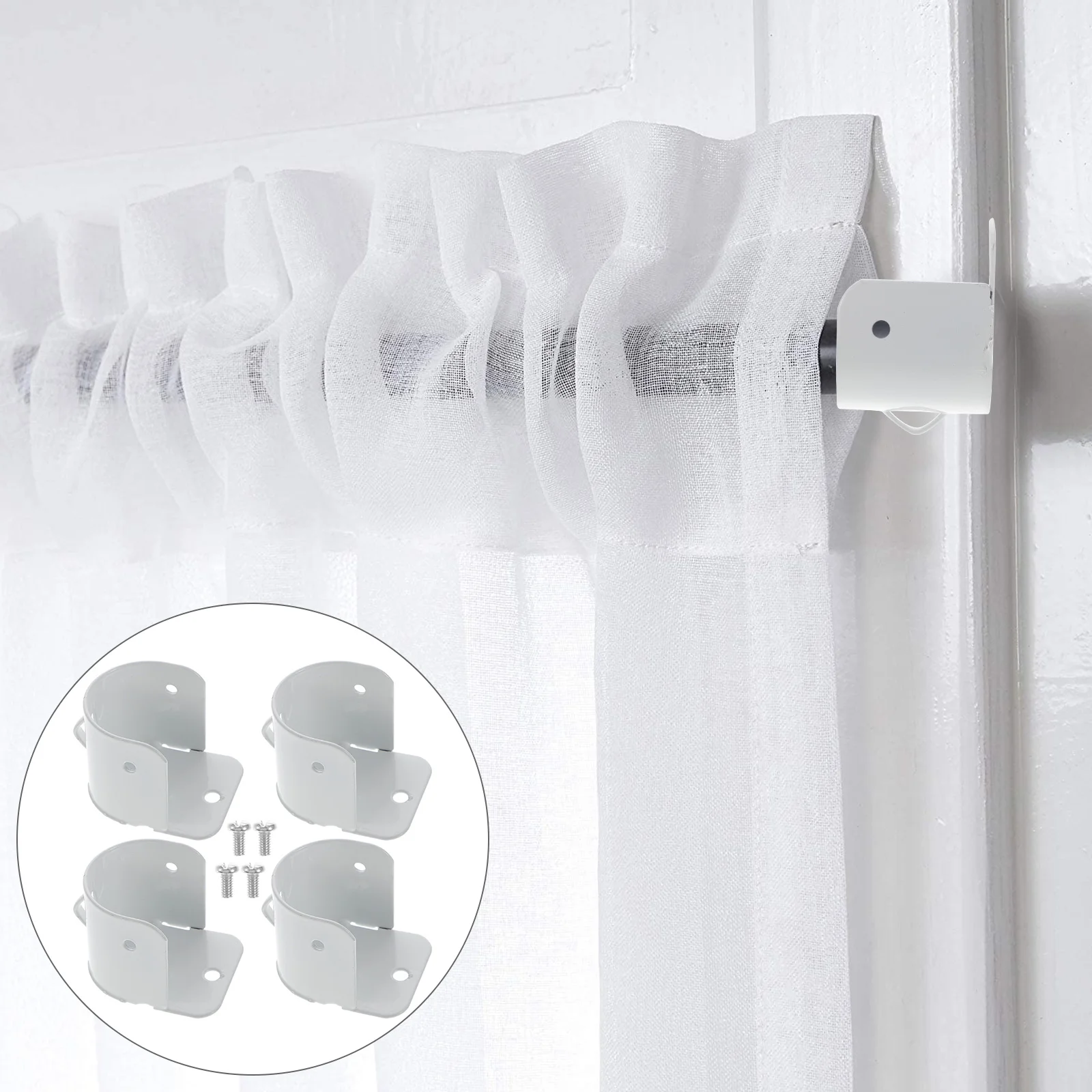 

Rod Curtain Closet Pole Brackets Socket End Holder Bracket Shower Towel Support Steel Stainless Window Supports Accessory Cap