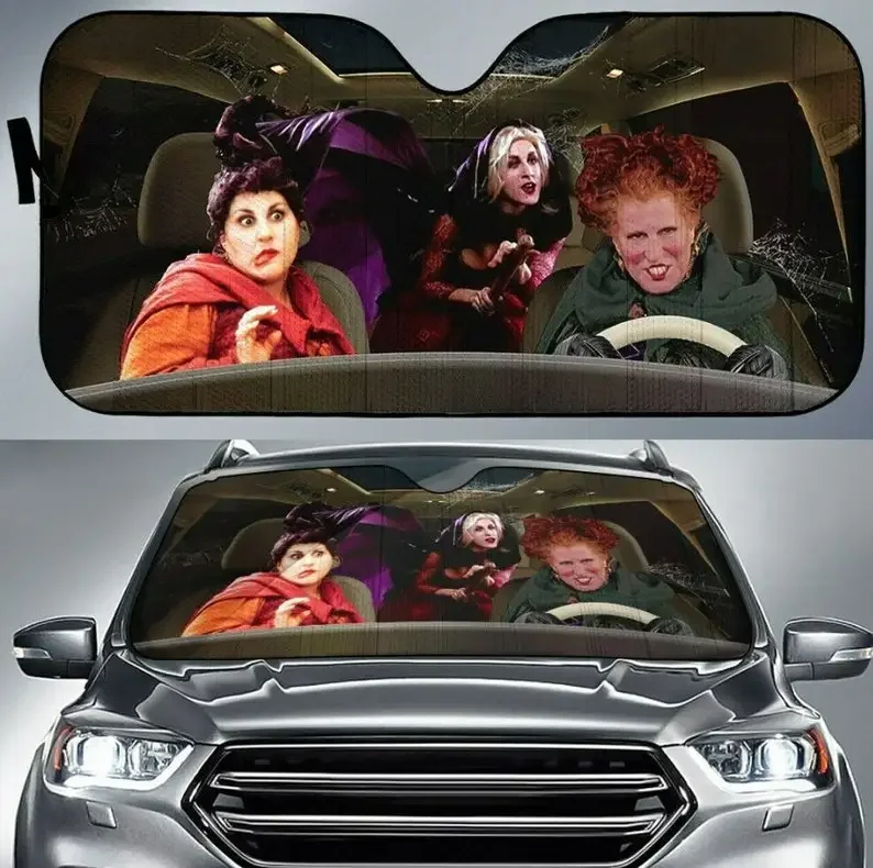 

Автомобильный солнцезащитный козырек Hocus Pocus на Хэллоуин, Забавный солнцезащитный козырек ведьмы, автомобильные аксессуары, солнцезащитный козырек на лобовое стекло