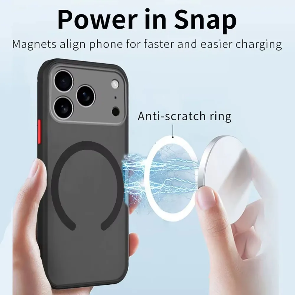 Matte Magnetic Wireless Charging Phone Case - Premium Armor Cover
