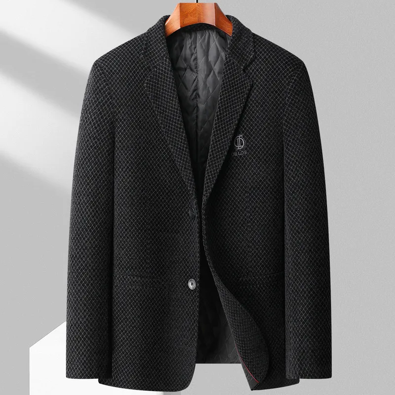 

High Quality Korean Men Slim Fit All Fashion Casual Trend Warm Blaze Autumn and Winter Polyester Blazers Men Single Breasted