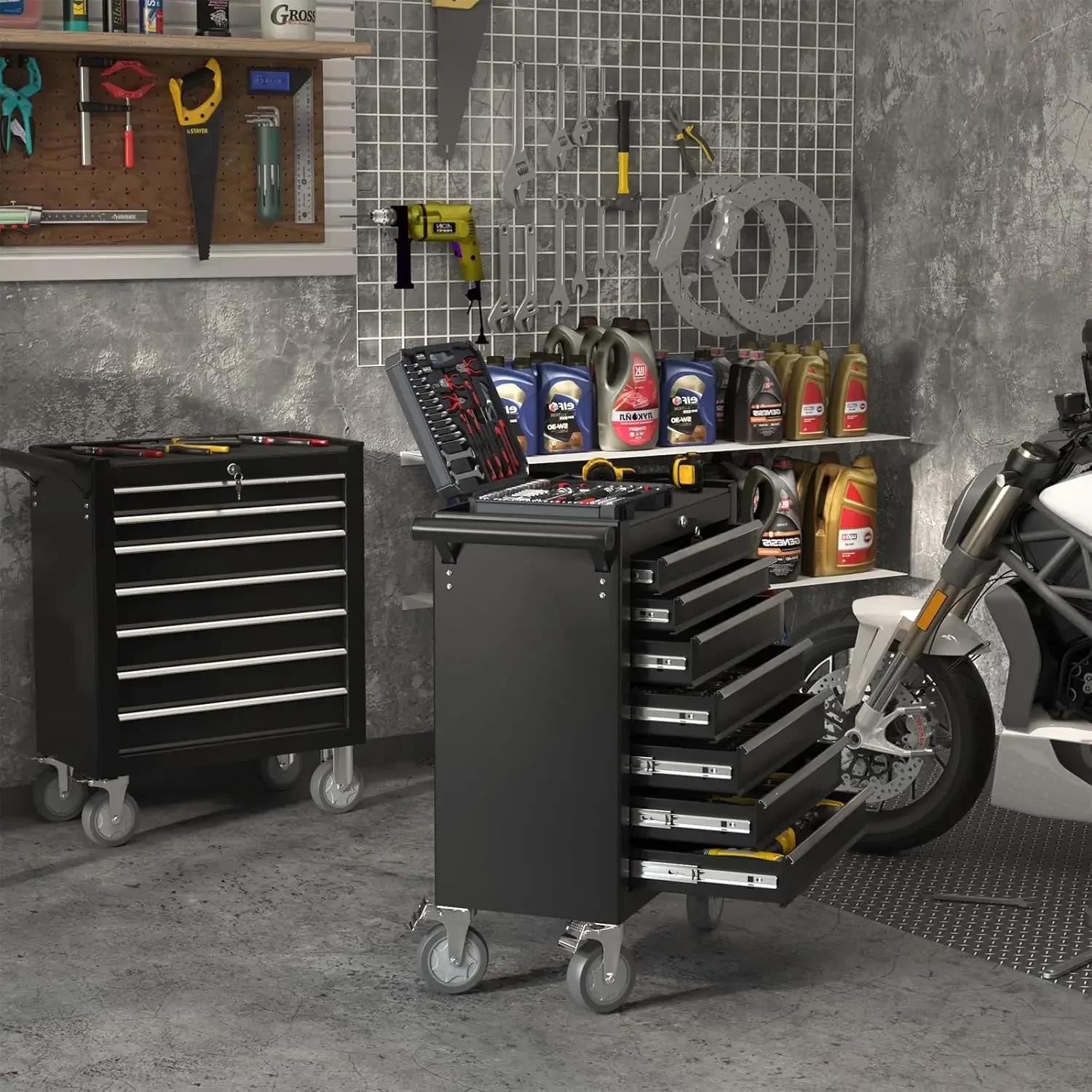 7-Drawer Tool Chest with Wheels, Metal Rolling Tool Box with Wheels, Key Locking & Large Capacity Drawers 2