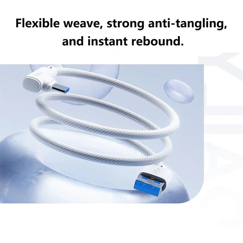 High-Speed USB-C 90° Elbow Charging & Data Cable - Multiple Lengths