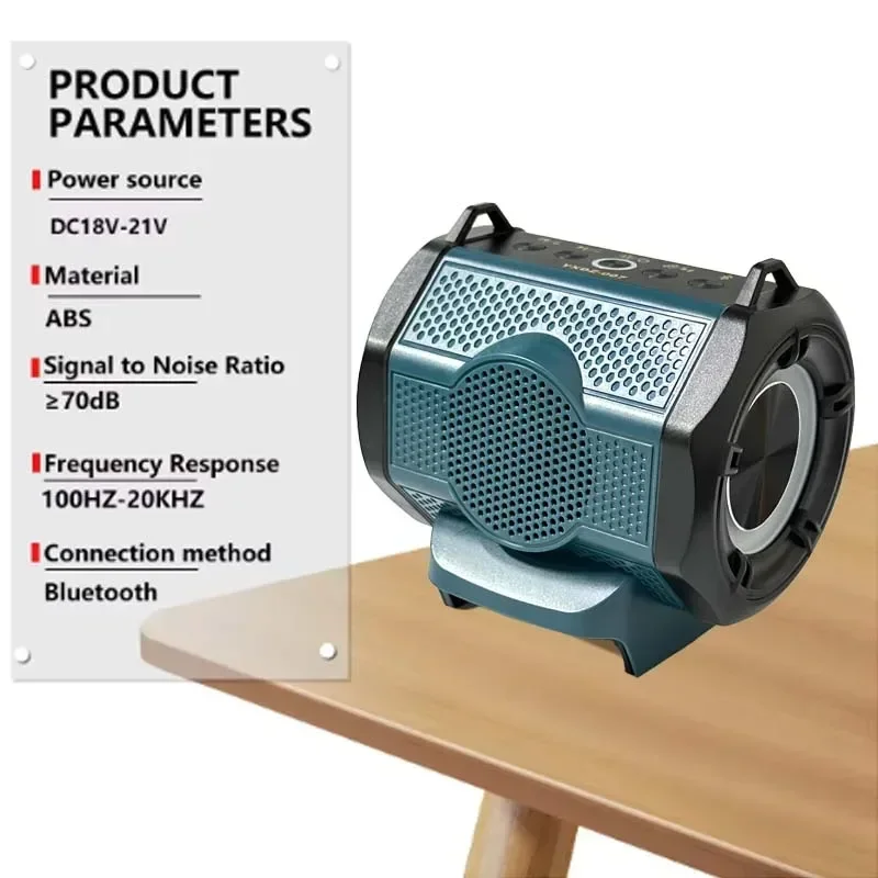 Portable Bluetooth Speaker USB Type-C Port Compatible Makita Battery Loudspeaker Jobsite Camping Party No Battery