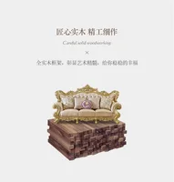 Classic Luxury Sofa Rubber Solid Wood  Golden  Antique European Royal Style Living Room Sofa Sets 1+2+3 5