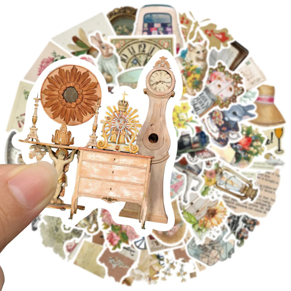 50Pcs 빈티지 동물 PVC 스티커 미적 어린이 문구 DIY 장식 스크랩북 학교 용품