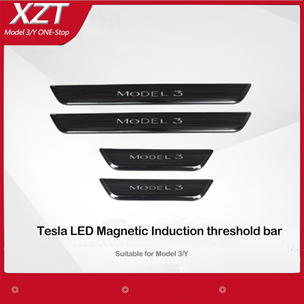 

SATONIC Wireless LED illuminated Pedal Car Door Sills Protector For Tesla Model 3 Y Door Edge Protectors MODEL 3 ACCESSORI