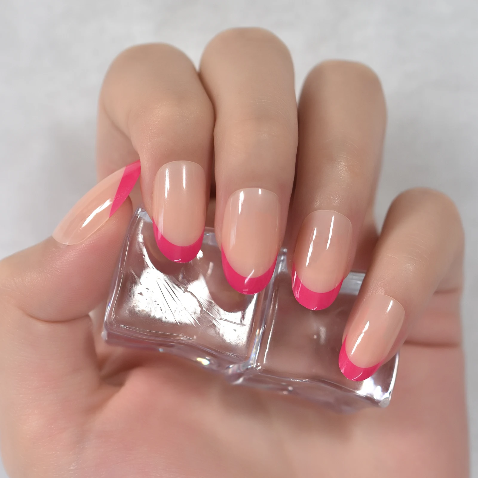 Pink Almond Press On Fingernails Set