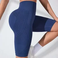 Shorts de sport taille haute sculptants et anti-cellulite 3D, effet push-up fessier, compression abdominale, 8 pouces, pour entraînement et gym 2