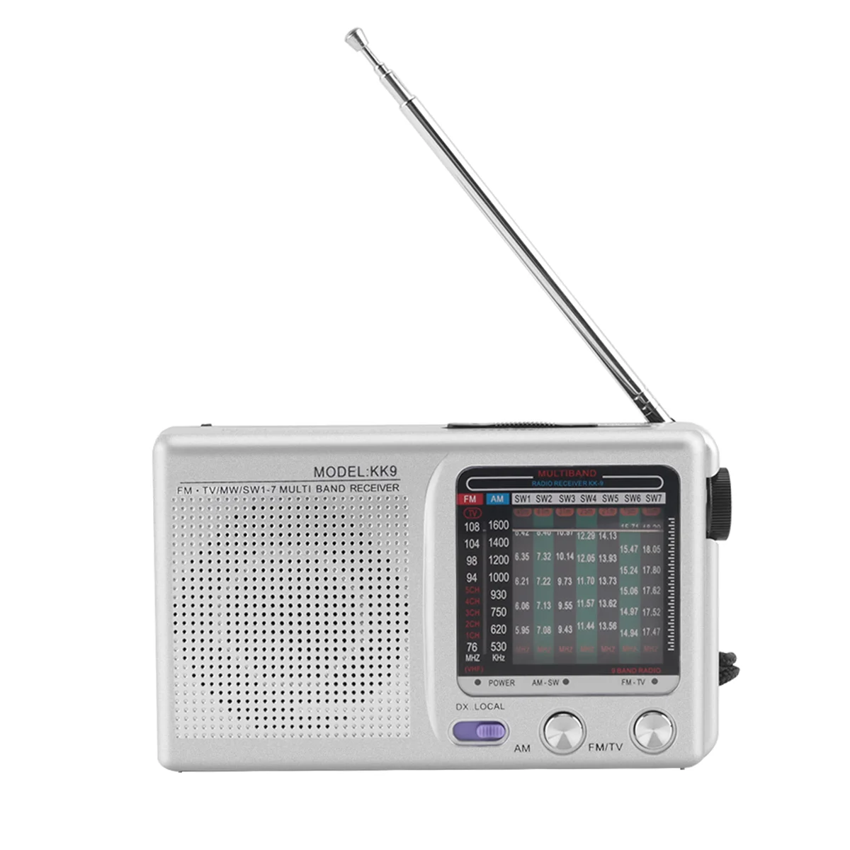 스피커 및 헤드폰 잭, 실버 포함, AM, FM, SW 휴대용 라디오, 실내, 실외 및 비상용으로 작동