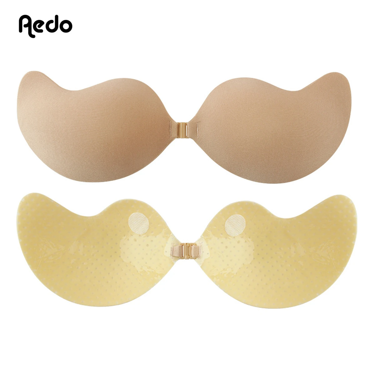 Aedo Skin Black Mango Self-adhesive Invisible Bra Women Sticky Breathable Reusable Front Clasp Push-up Air Holes Nude Bra 8038A