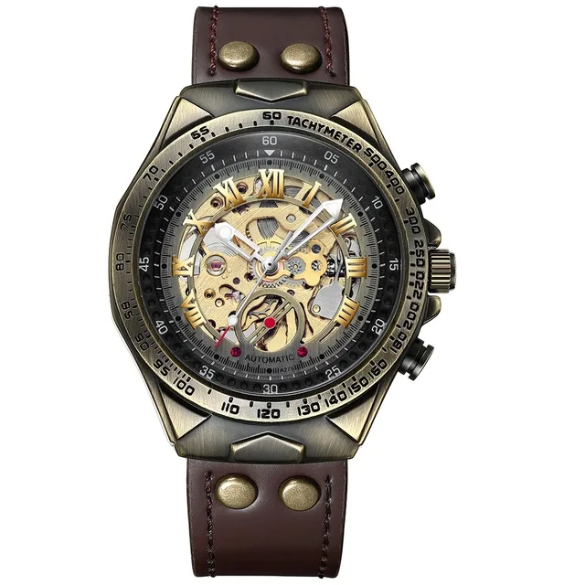 BINBOND A275 Luxury Retro Men's Waterproof Leather Strap Tourbillon Watch
