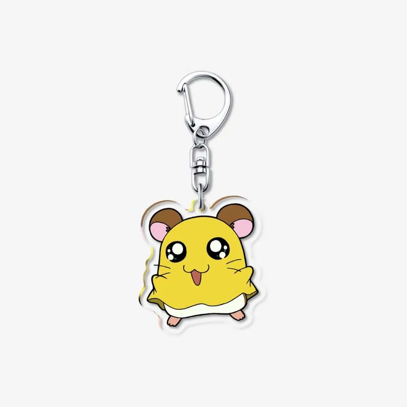 Anime Hamtaro Keychain Cute double sided Custom Acrylic Keychain pendant animation accessories Cartoon Key Ring Gift for Friends
