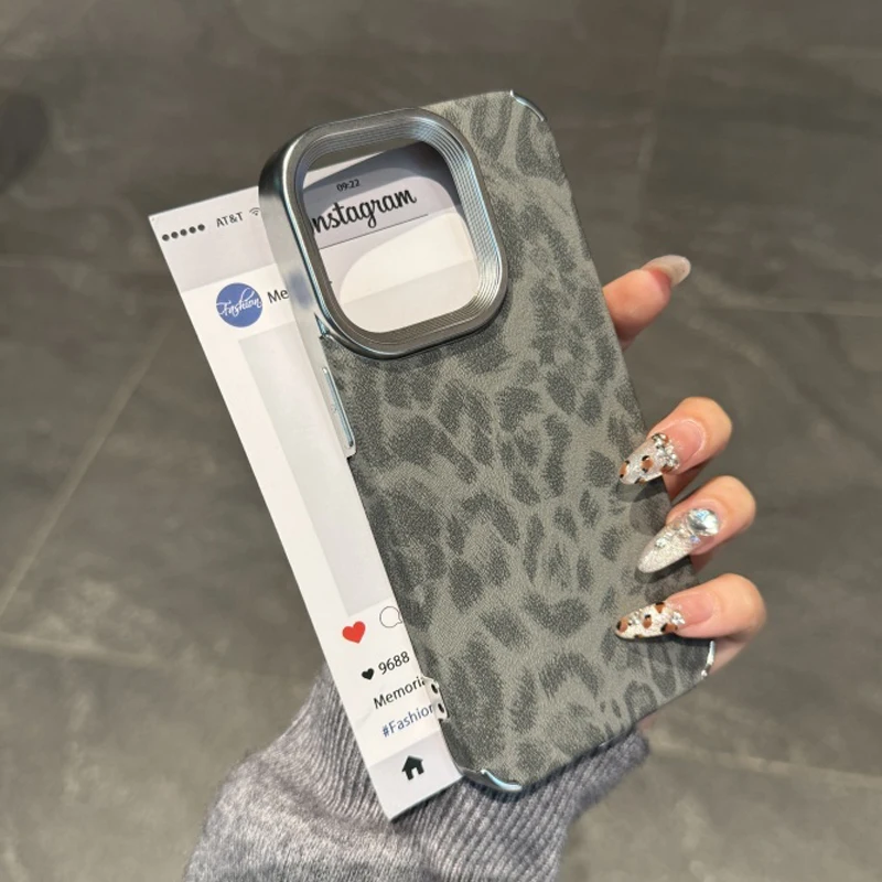 Slim Plating Retro Leopard Print Shockproof Phone Case - Fashionable Air Cushion Protection Cover