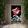 Ocean Waves Japanese Door Curtain Cherry Blossoms Doorway Curtains River Linen Drape Noren Restaurant Decor Hanging Half Curtain 3