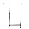 Single-bar Vertically-stretching Stand Clothes Rack with Shoe Shelf Silver 6