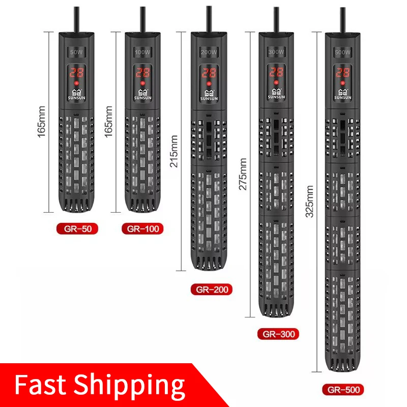 Aquarium Heater Rod 100W 200W Aquarium Submersible Quartz Glass LCD Display 220V Digital Constant Temperature Control