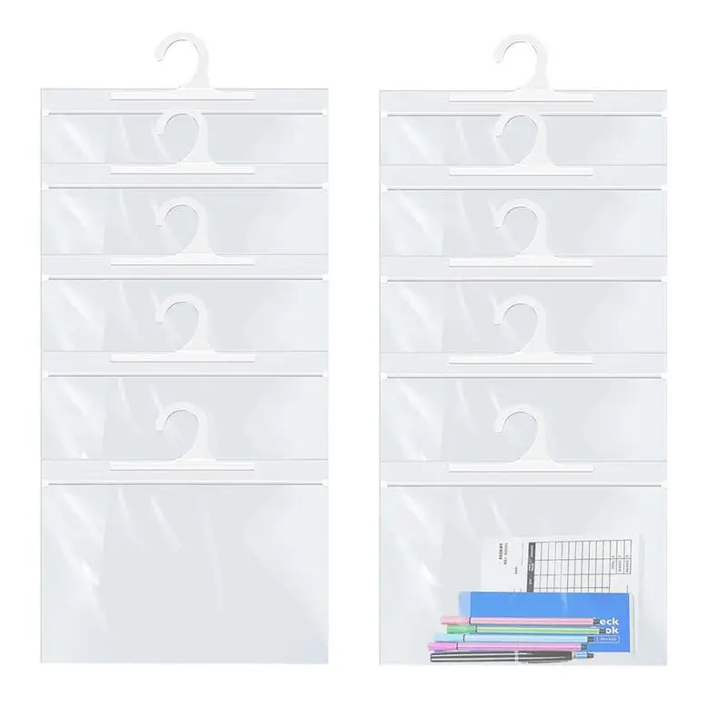 Hangings Storage Bags 10Pcs Large Hook Hang Up Clear Bags Book Pouch