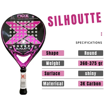 X-ONE-Carbon Fiber Paddle Raquete de tênis, núcleo redondo forma para iniciantes, raquete sem capa saco, 3K 12K 18K 6