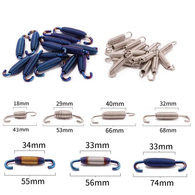 2pcs Motorcycle Exhaust Spring Stainless Steel Universal Exhaust Front Middle Link Pipe Rotatable Metal Springs Kit Set