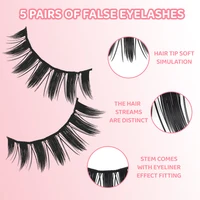 DINGSEN 5 Pairs Manga Lashes Eyes Lashes Soft Natural Long Eyelashes Fake Lashes Anime Wispy Strip False Eyelashes Makeup 3