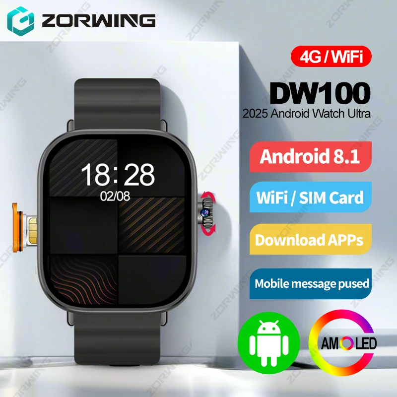 DW100 Ultra reloj inteligente AMOLED 4G tarjeta SIM WiFi GPS NFC