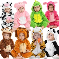 Kids Onesie Pajamas Animal Panda Tiger Unicorn Ropa Bebe Baby Rompers Winter Kigurumi Cow Costume for Girl Boy Overalls Jumpsuit
