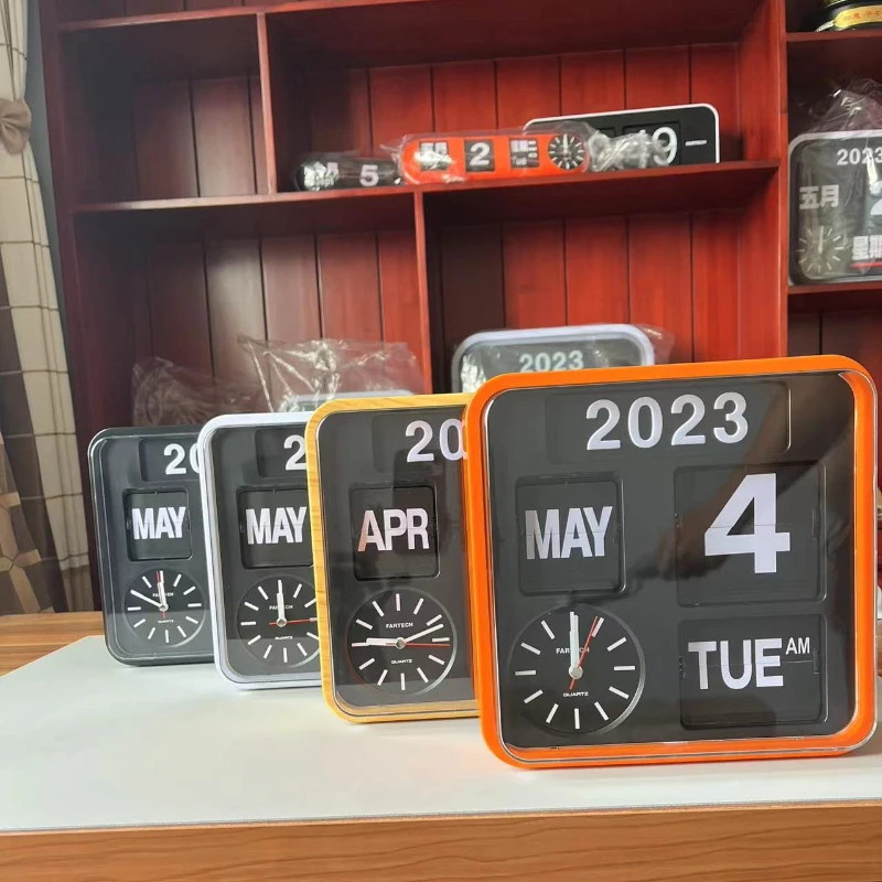 Fartech-mini digital clock table clock digital desk clock digital table clock mini desk clock reloj abatible personalizado reloj de mesa de oficina elegante Automatic page turn clock Perpetual calendar