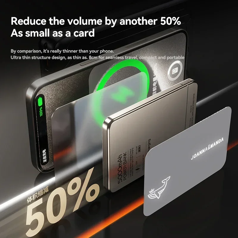 2024 New Metal case Macsafe Power Bank 20W Magnetic Wireless Charger For iPhone 12 13 14 15 Pro Power Bank External Auxiliary 6
