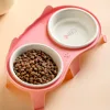 Ceramic Cat Bowl Double Bowl - Elevated Slanted Pet Food Water Bowls, High-Quality Kitten Feeding Drinking Bowls, Pet Supplies 3