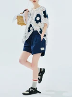 2025 imakokoni summer style artistic sweet washed cotton cool lace high waisted shorts 255088 - Image 2