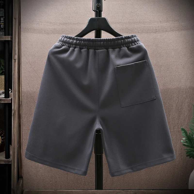 Fashion Elastic Lace Up Spliced Straight Casual Shorts Men's Clothing 2024 Summer Loose High Waist Solid Color Knee Beach Shorts