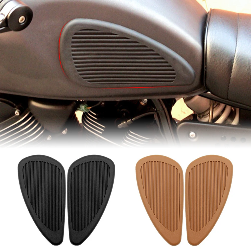 2Pcs Motorbike Motorcycle Tank Knee Pad Retro Gas Fuel Tank Rubber Stickers Pad Protector Sheath Part Classic Vintag