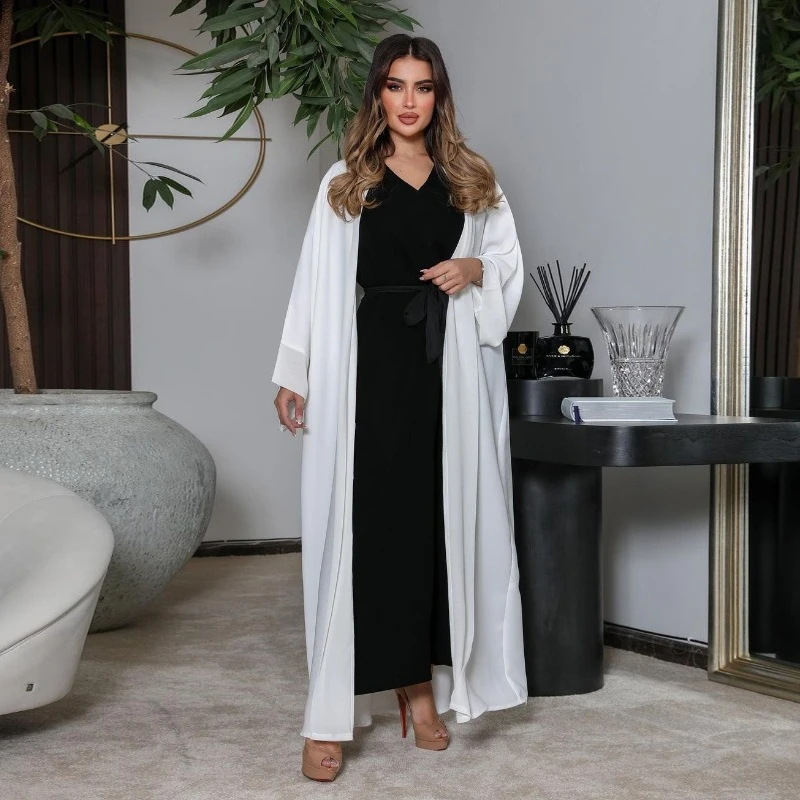 Muslim Fashion Cardigan Coat Chiffon Patchwork Women Abaya muslim dress women  robe turque  abayas for women