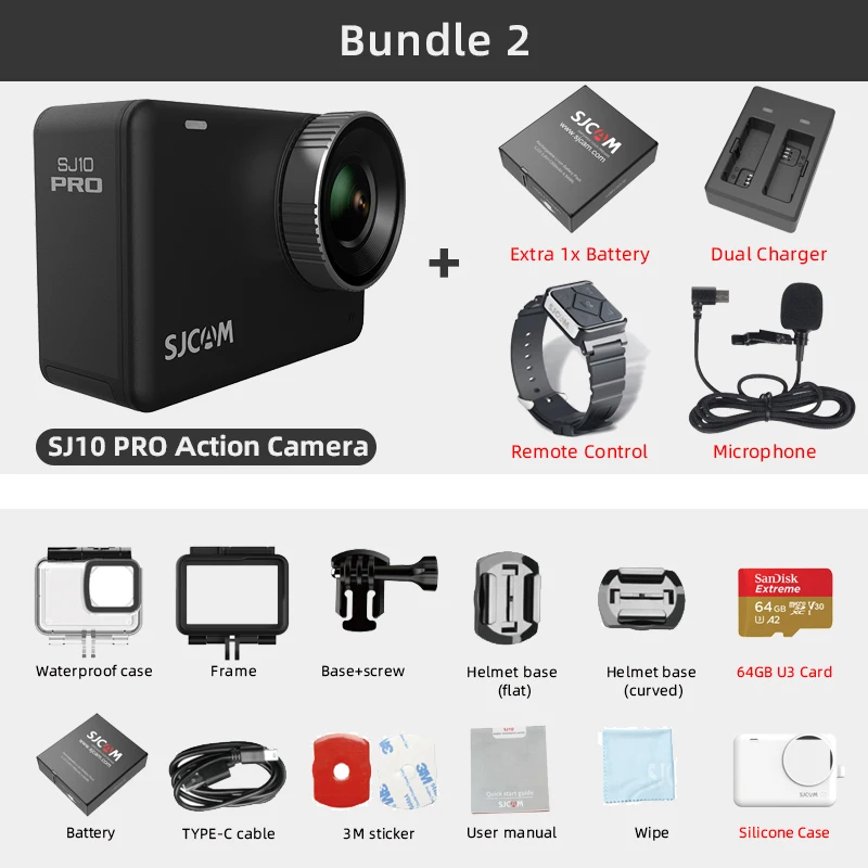 cheapest action camera Original SJCAM SJ10 Pro Action Camera 4K 60FPS WiFi GYRO Live Streaming Touch Screen 8x Zoom 10 Meters Body Waterproof Sports DV action camera battery life Action Cameras