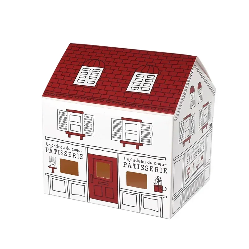 10pcs Cartoon House Shape Candy Box Hand-painted Folding Paper Gift Packaging Box for B... - SKU HSCB2107 - UGI Packaging