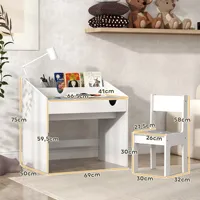 Aiyaplay Ensemble bureau et chaises pour enfants +3 ans avec tiroir amovible et compartiment gris et blanc 3
