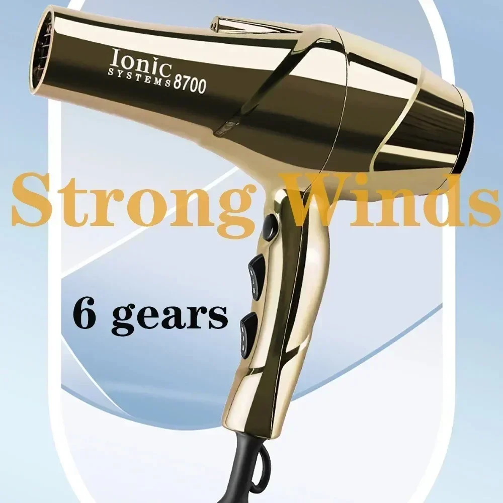 Professional Hair Dryer 2200W Powerful Wind 6 Gears Low Noise Blower High Speeds Strong Winds Negative Ions Blow Dryer for Salon 4