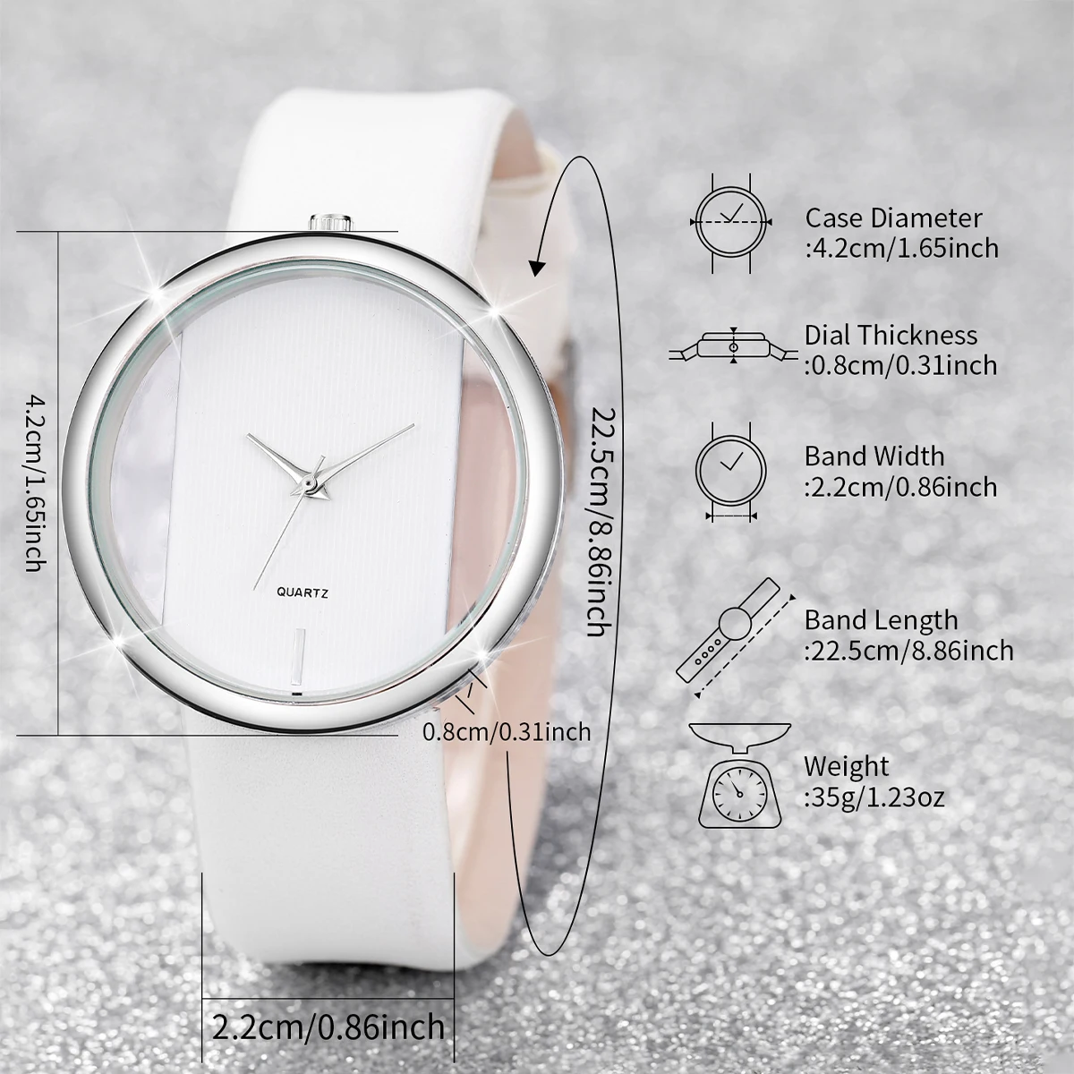 4pcs/Set Simple Style Women's Leather Strap Quartz Watch Heart Bracelet