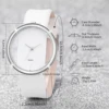 4pcs/Set Simple Style Women's Leather Strap Quartz Watch Heart Bracelet 6