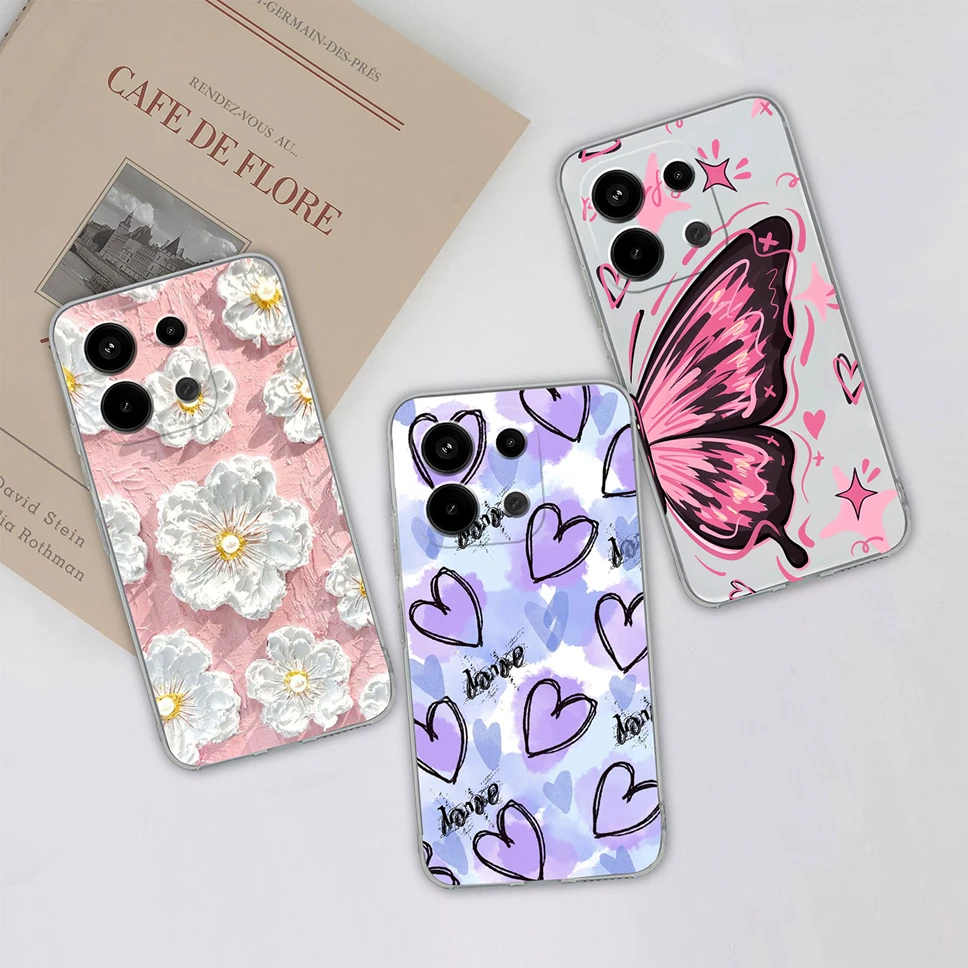 Floral Love Heart Clear Soft TPU Shockproof Phone Case