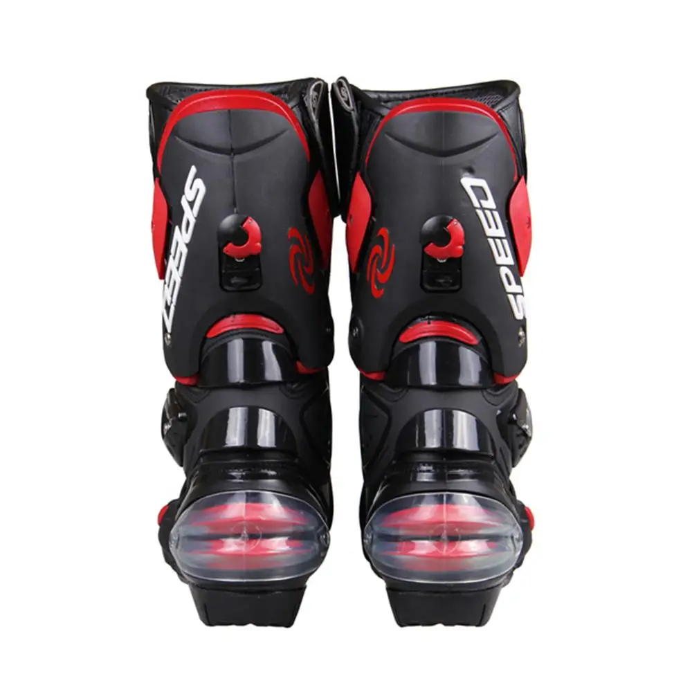 Men's Motorcycle Boots Riding Drop Protection Black/White/Red Large Size 40-45 B1001 Motocross Shoes