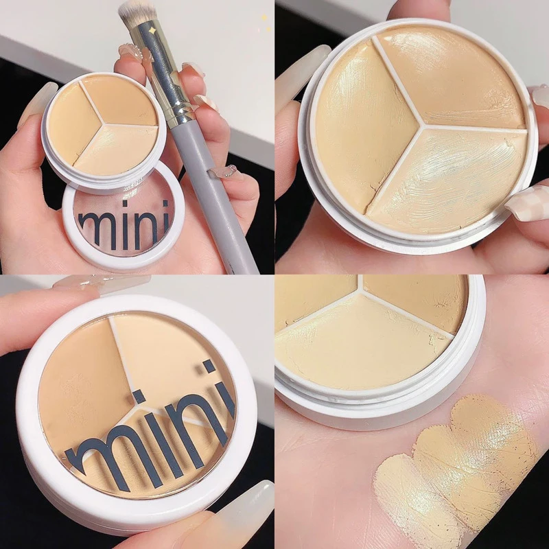 3 Colors Concealer Cream Full Coverage Spot Acne Dark Circles Contour Concealer Palette With Brush Moisturizing Cosmetics Makeup