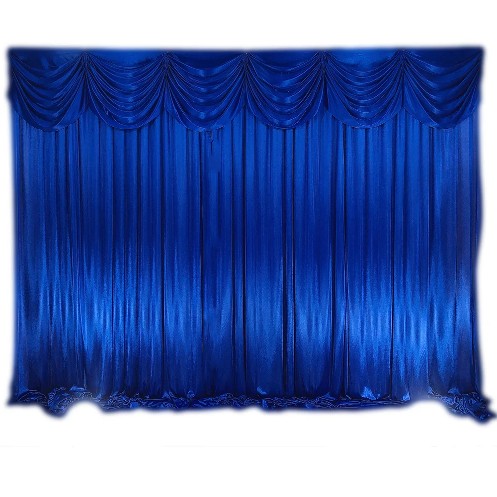

Ice Silk Fabric Backdrop Drapes Stage Curtains with Swags for 3X3M 10X10FT 3X6M 10X20FTWedding Event Party Banquet Decoration